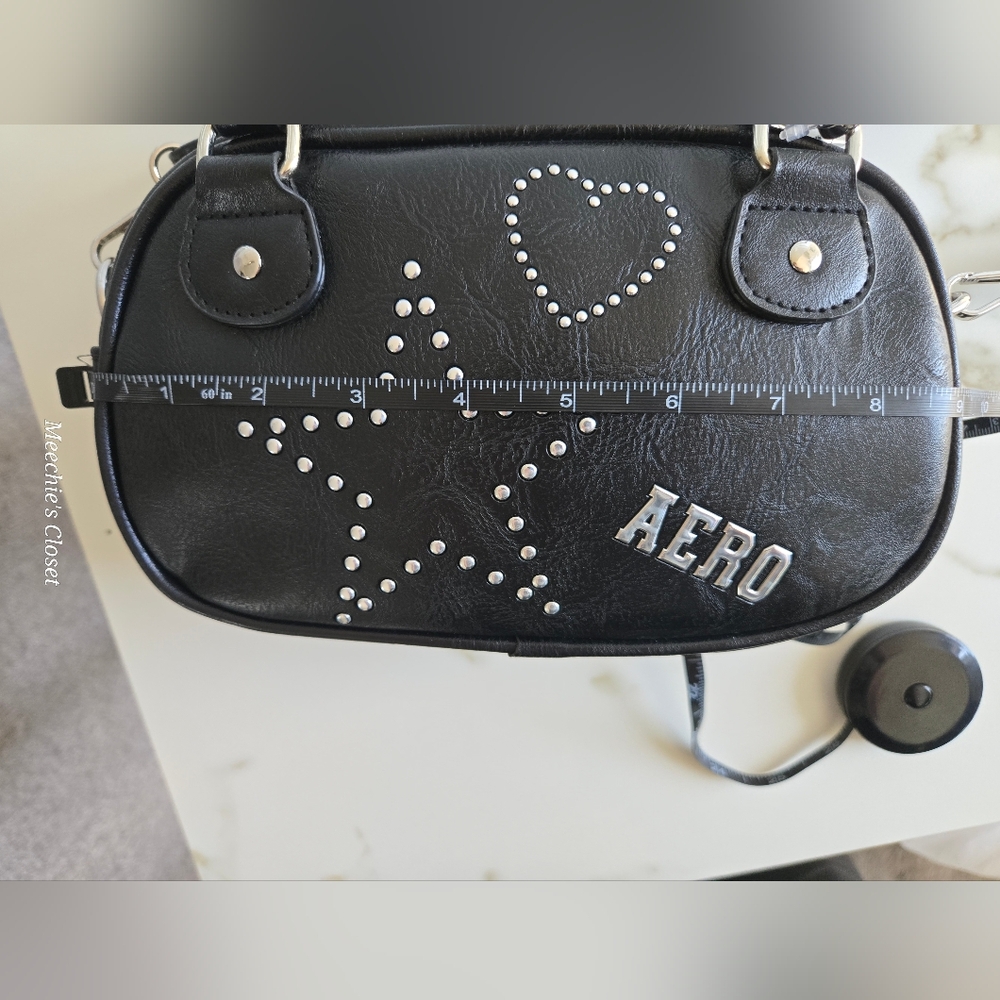 Aeropostale Y2K Studded Bowler Satchel Black Heart Star NWT​ - Picture 12 of 15